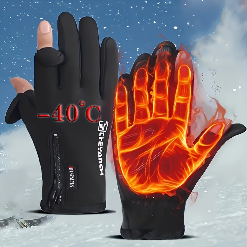 

1pc Thermal Fleece Lined Acrylic Gloves - Touchscreen Compatible, , Waterproof, Non-slip Silicone Palm, Unisex For - Ideal For Outdoor Sports, Cycling, Skiing