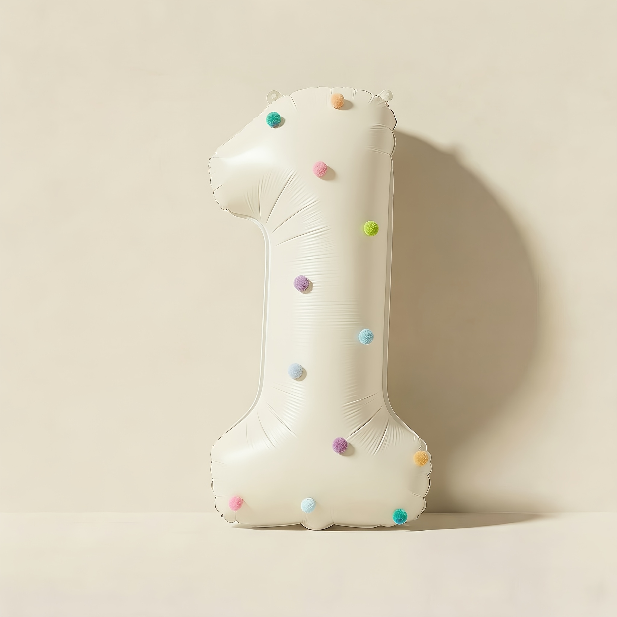 TEMU 32-inch Large Cream-colored Digital Plush Balloon Set, Including 32-inch Digital Balloons And 20pcs Colored Plush Balls, For Birthday Party