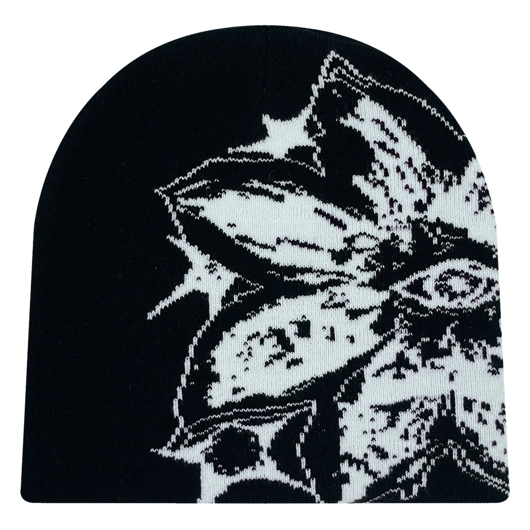 Image of 1pc Y2k Double-decker Knit Beanie Hat - Funky Flower Print Winter Warm Stretchable Bonnet, Unisex For , Hand Washable Suitable For Christmas/thanksgiving/4th Gifts, Retro Y2k Fashion Accessory