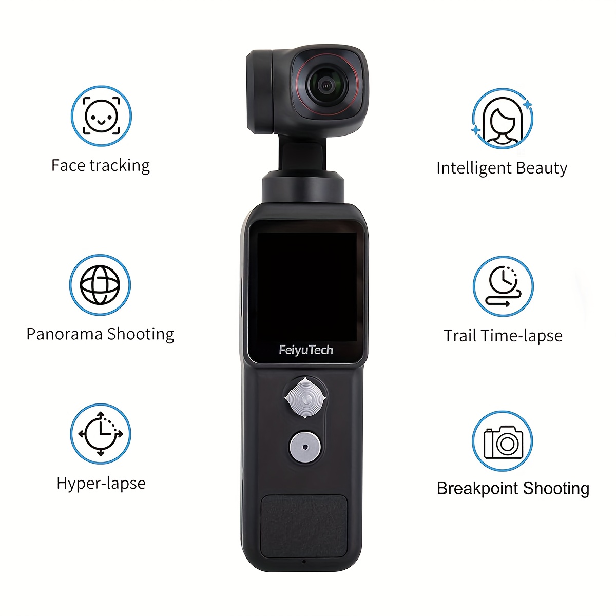 pocket   camera gimbal 4k handheld stabilizer with 130 view magnetic body 4x   beauty effects usb rechargeable battery details 1