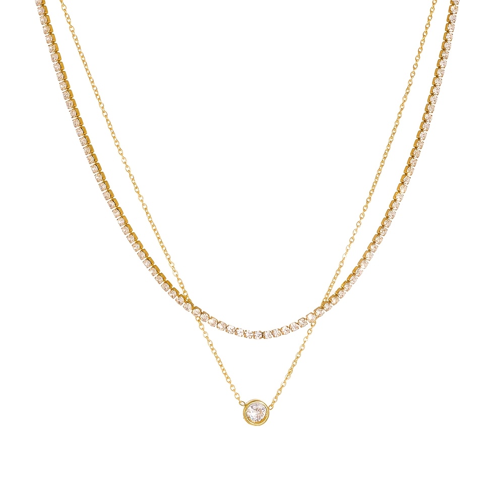 Double Layer Stackable 18K Plated Stainless Steel Necklace