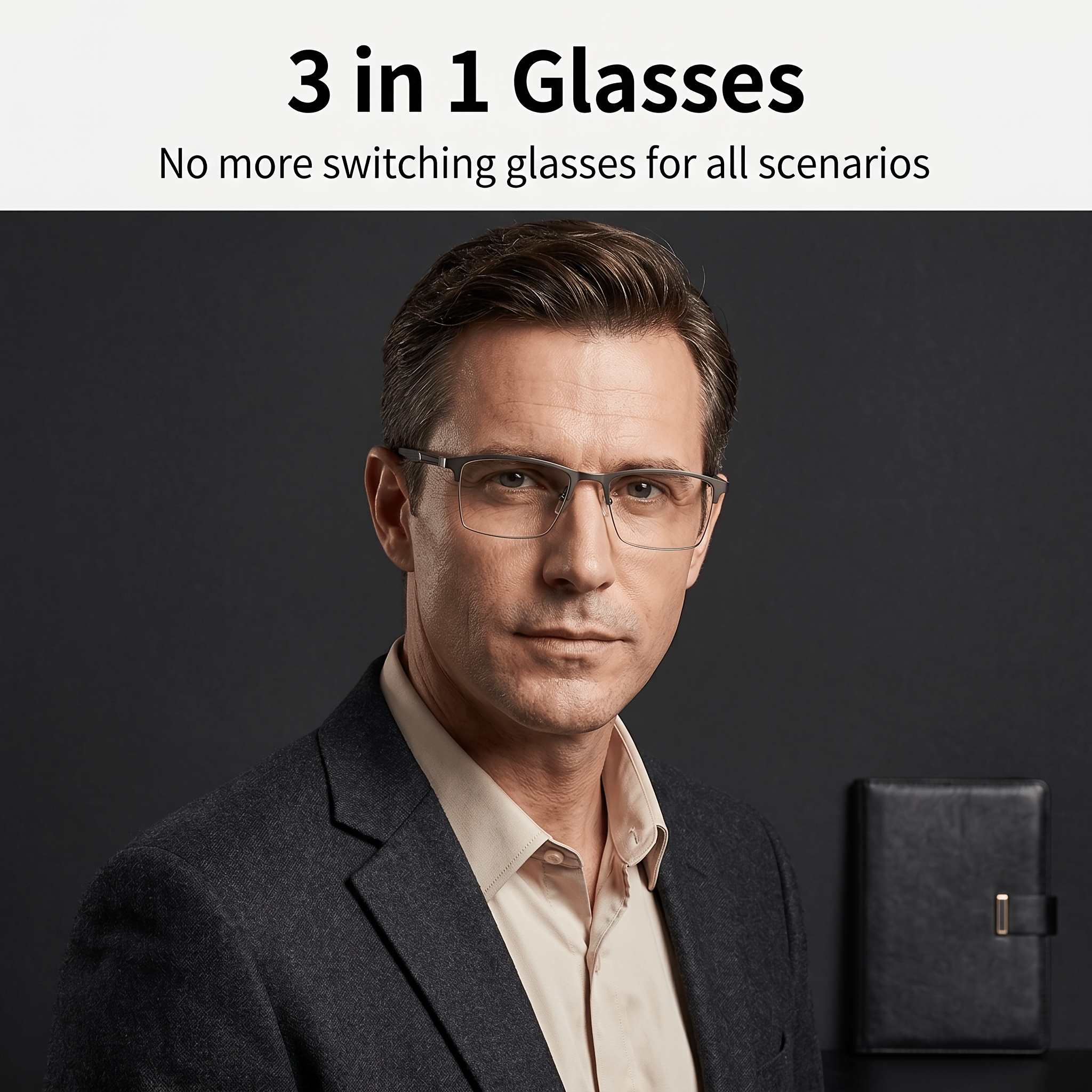 mens photochromic reading glasses auto light sensitive sunglasses and blue light blocking presbyopic glasses suitable for outdoor activities driving and reading Product details 1
