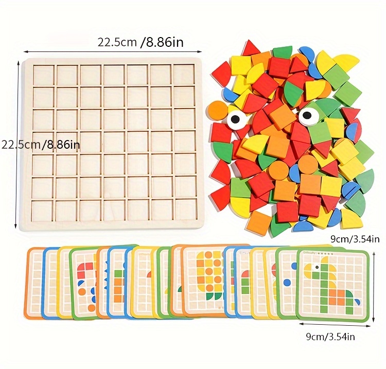 Wooden Children's Mosaic 3d Building Blocks Puzzle Toy - Shapes And Colors  Recognition, Fine Motor Skills Training, Logic Thinking Development,  Cartoon/Animal/Letter/Number Patterns Recognition, Easy To Difficult  Learning, Parent-Child Interaction