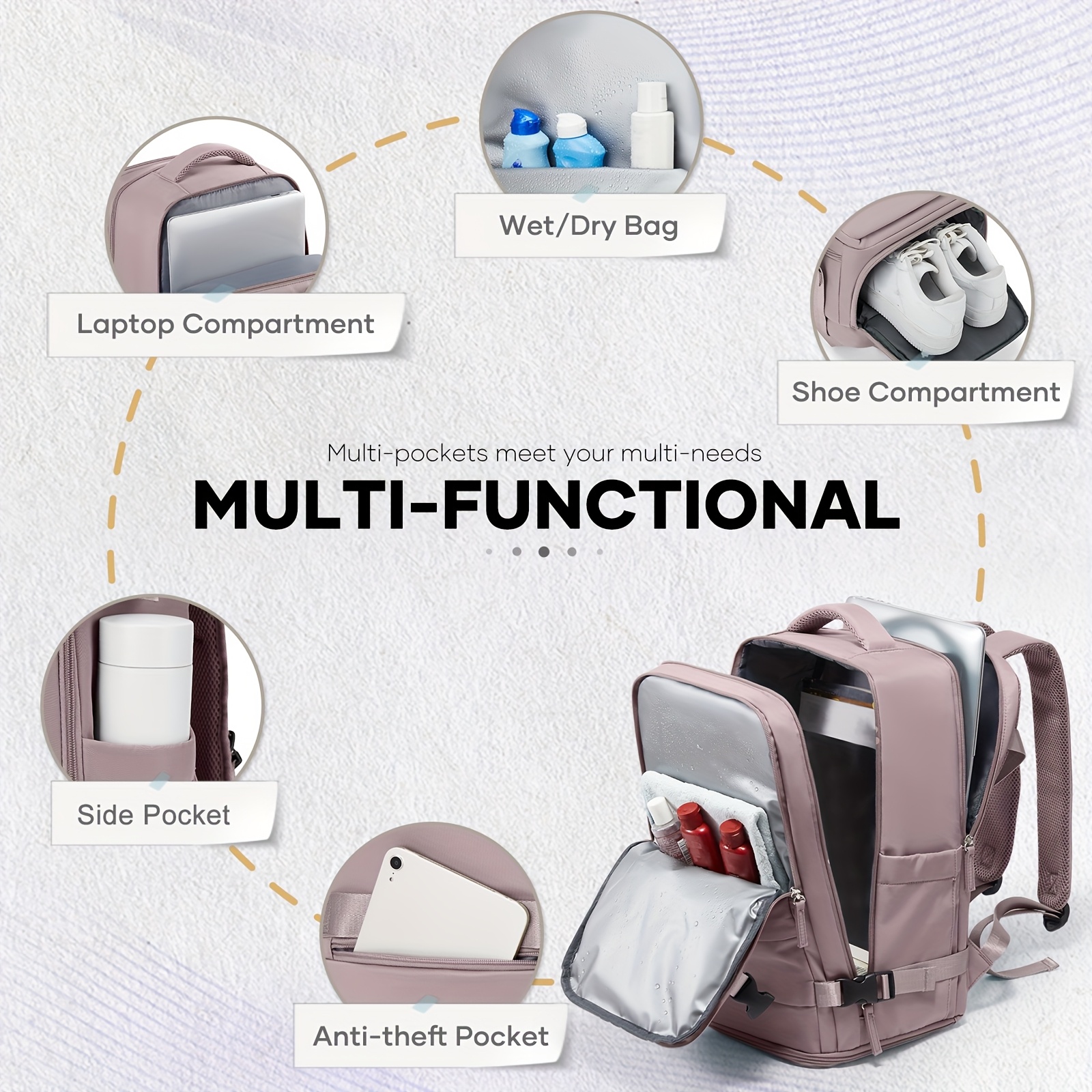 Bolso de Duffel para viaje, bolso de luggage 40*25*20, aprobado para vuelos, multifuncional, bolso de espalda para mujeres, bolso de compresión al vacuum con pulverizador al vacuum, artifato libre, reducción de espacio al 50%, combinación con esentiales para viaje familiar