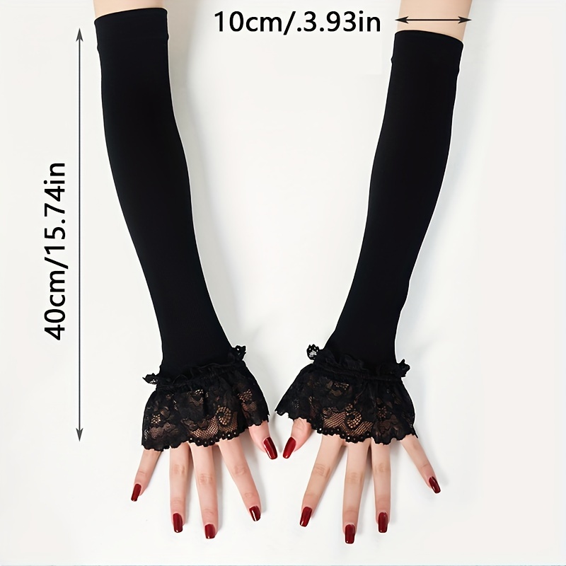E-shop 1 Paar, Sommer Damen Ice Fiber Stoff Ärmelüberzüge mit Mesh-Flared Kälteärmeln für Outdoor-Eleganz und atmungsaktive Arm-Schützer