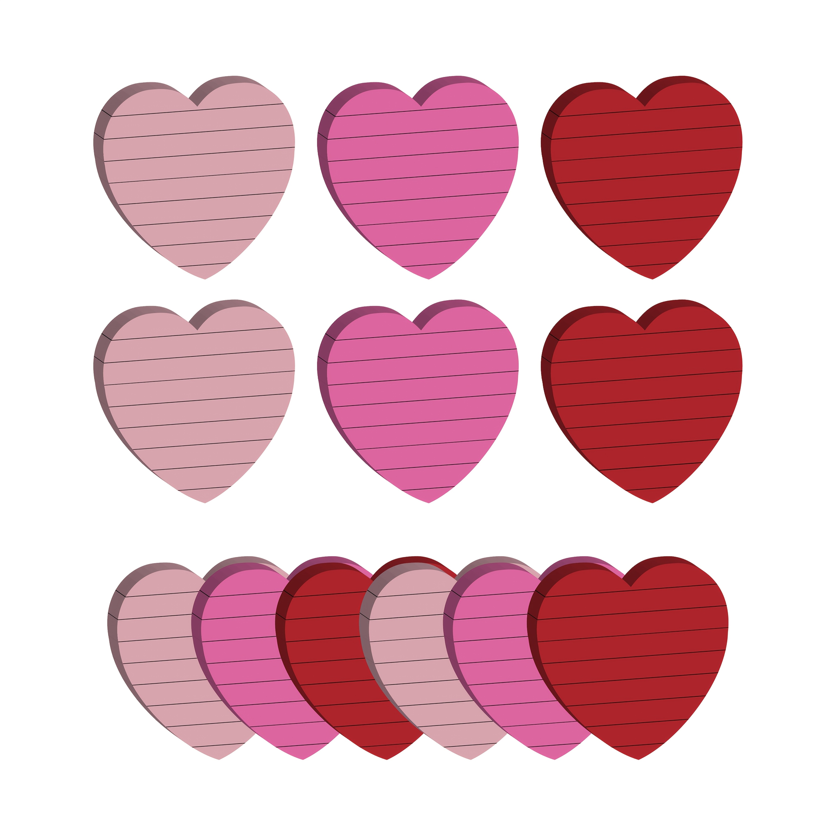 300 Sheets Of 3-color Red 70*70mm 6-pack Heart-shaped Notes, 50 Sheets Per Pack, With And Special Shapes