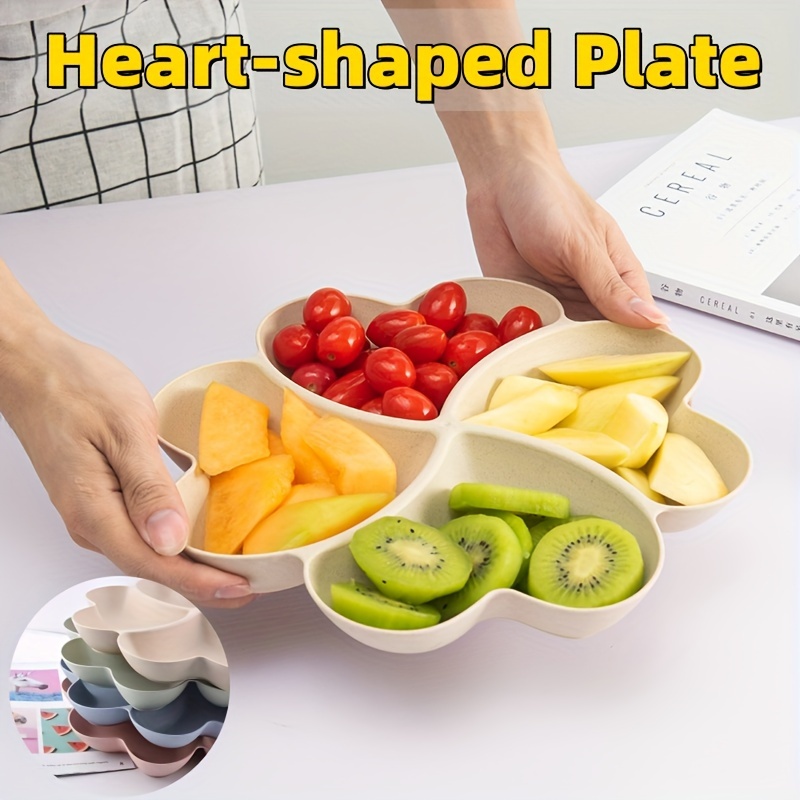 

1pc Heart-shaped Divided Fruit Tray - Reusable Snack & Dessert Platter For Home, Living Room, Parties, Weddings, And Coffee Bars