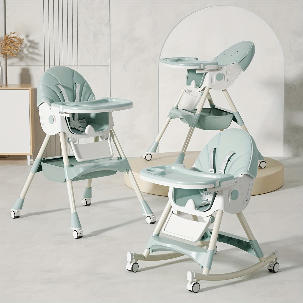 TEMU 1pc Children's Multi-functional Dining Chair, Adjustable Children' Chair Home Portable Dining Table Rocking Chair