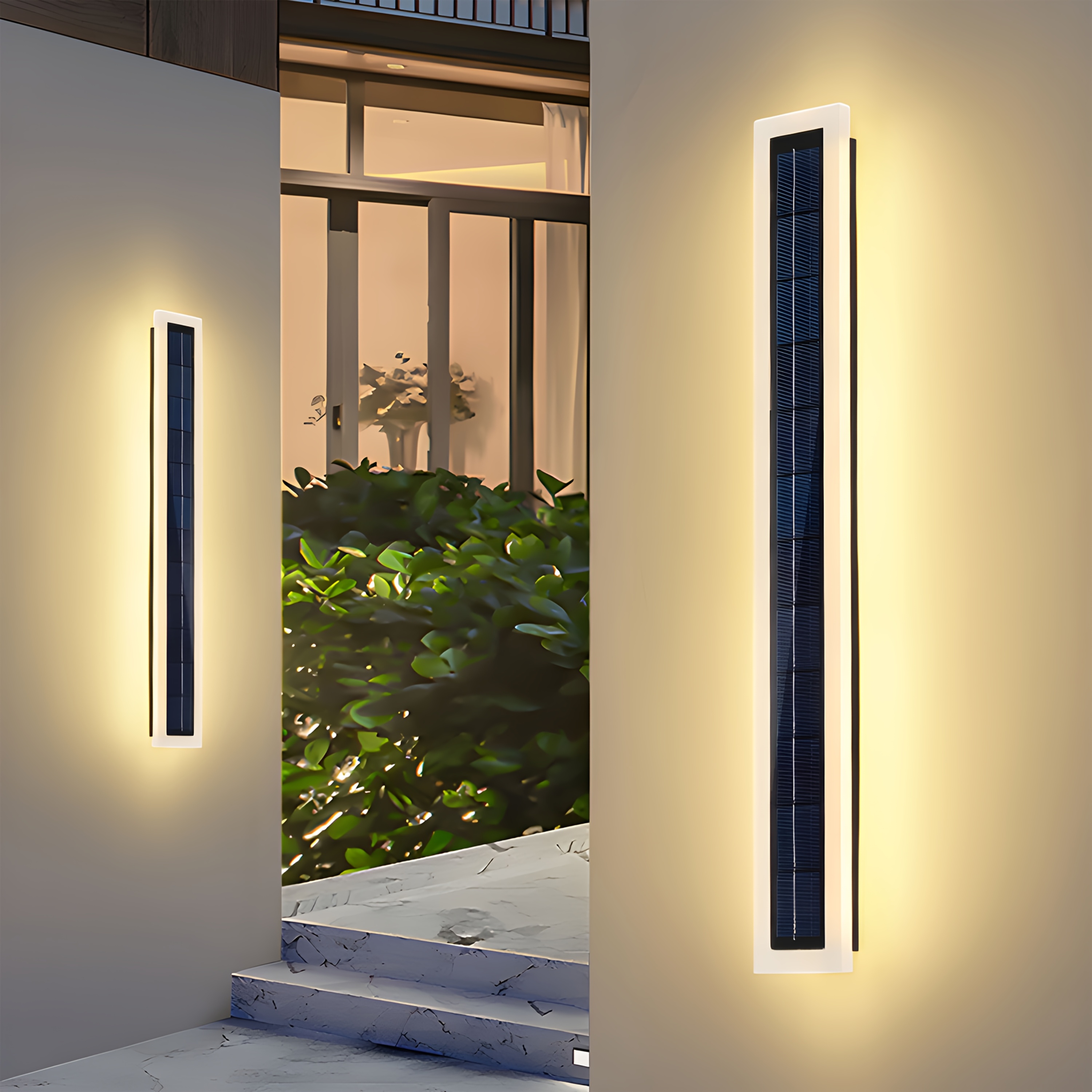 Solar-Powered Outdoor Wall Lamp, Battery-Operated, 10W Lighting Fixture with an Acrylic Cover, Modern Design, 60Cm Long, Suitable for Porches, Patios, And Front Entrances