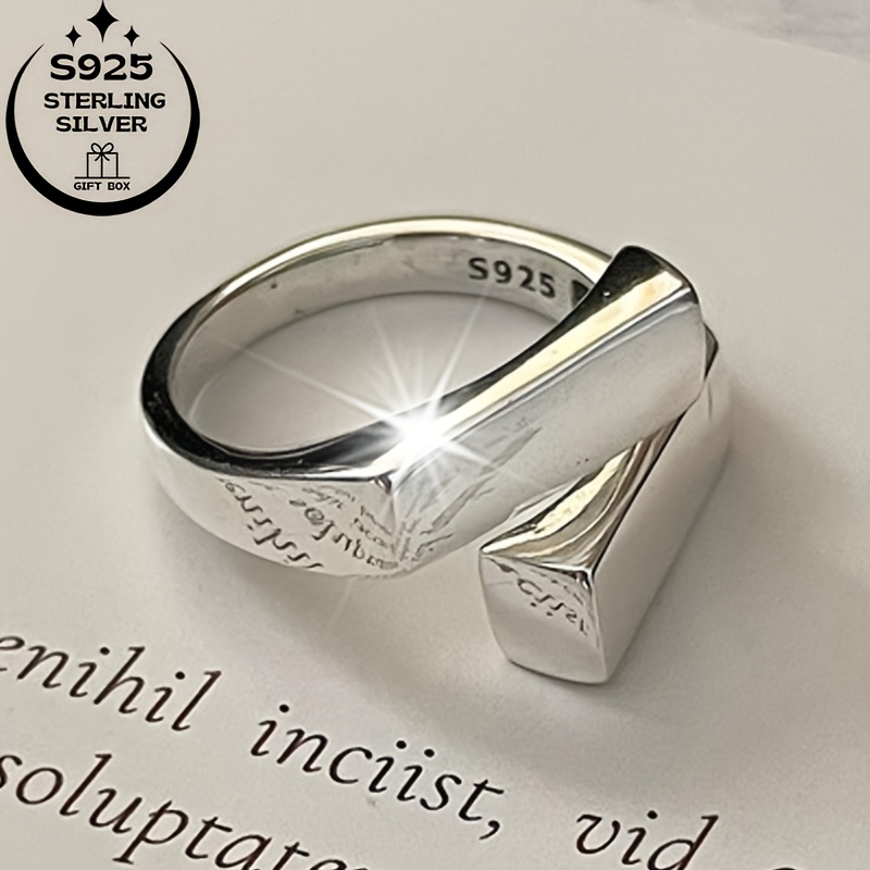 925 Silver Interlocking Square Women's Ring Adjustable