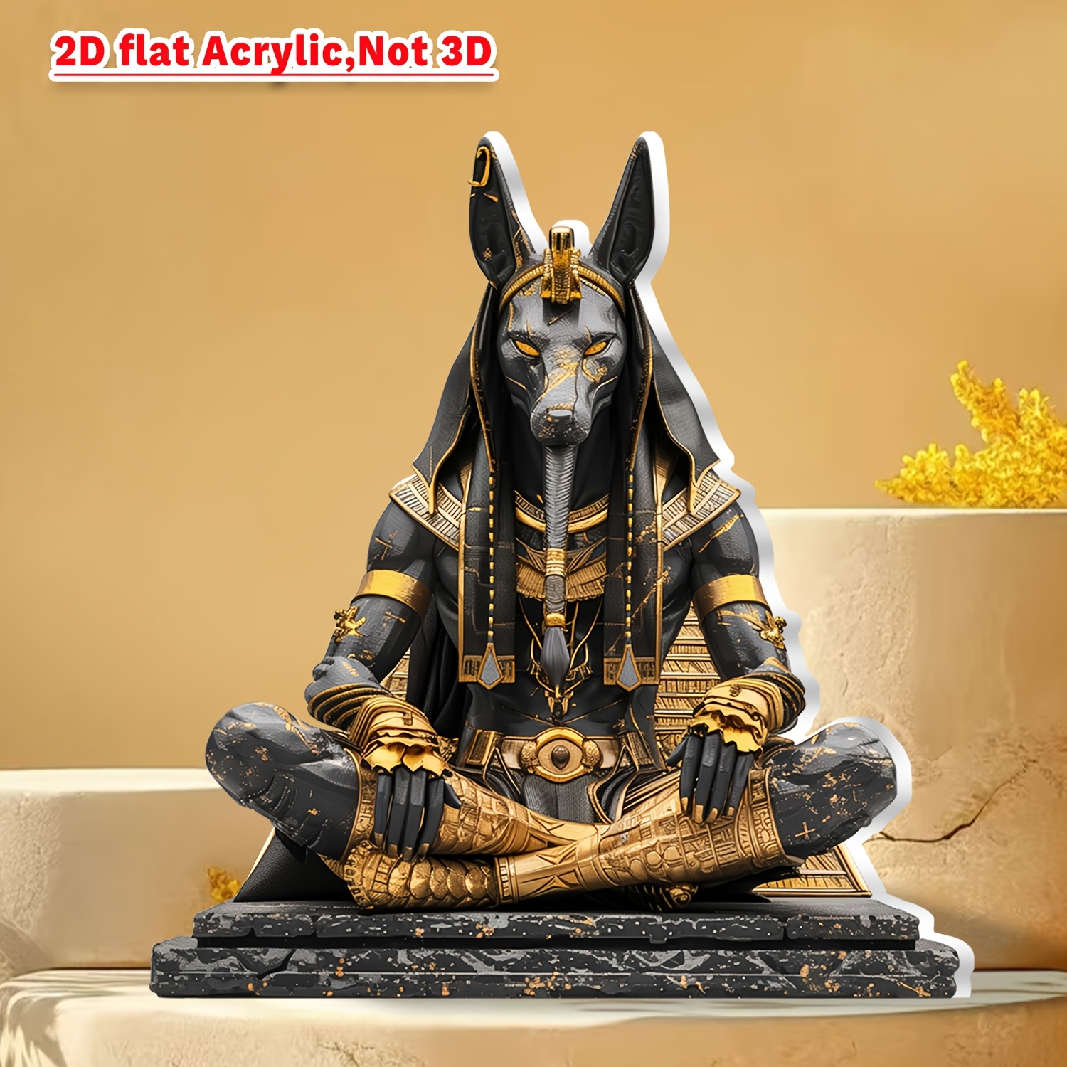 

|2d Flat Printing| 1pc, Sign (5.9" * 5.5"), Egyptian Theme, Creative Acrylic Desktop Ornaments, Suitable For Bedroom And Living Room, Great Gift, Decorative Plaque & Statues