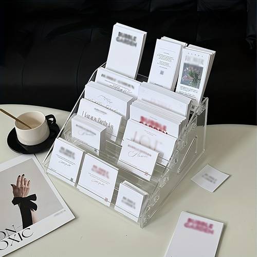 3 4 5 6 7 tier transparent plastic desktop organizer modern multi purpose display stand for greeting cards cosmetics nail space saving home office decor cute desk accessories document organizer stylish storage solution