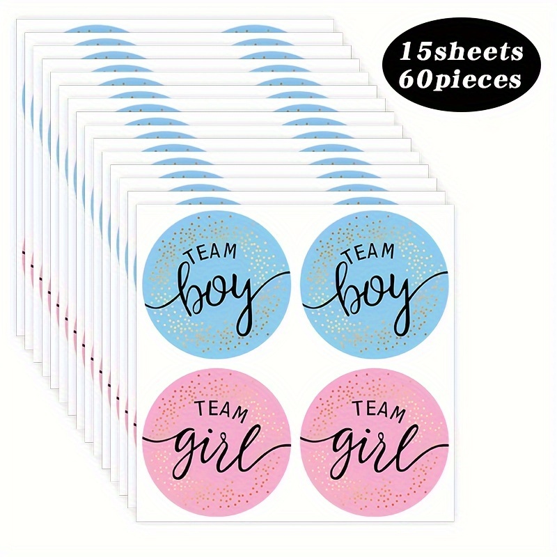 

60pcs 2 Designs Team Stickers Box Labels, Party Favors, Party Favors, Party Supplies Gender Reveal Party Stickers