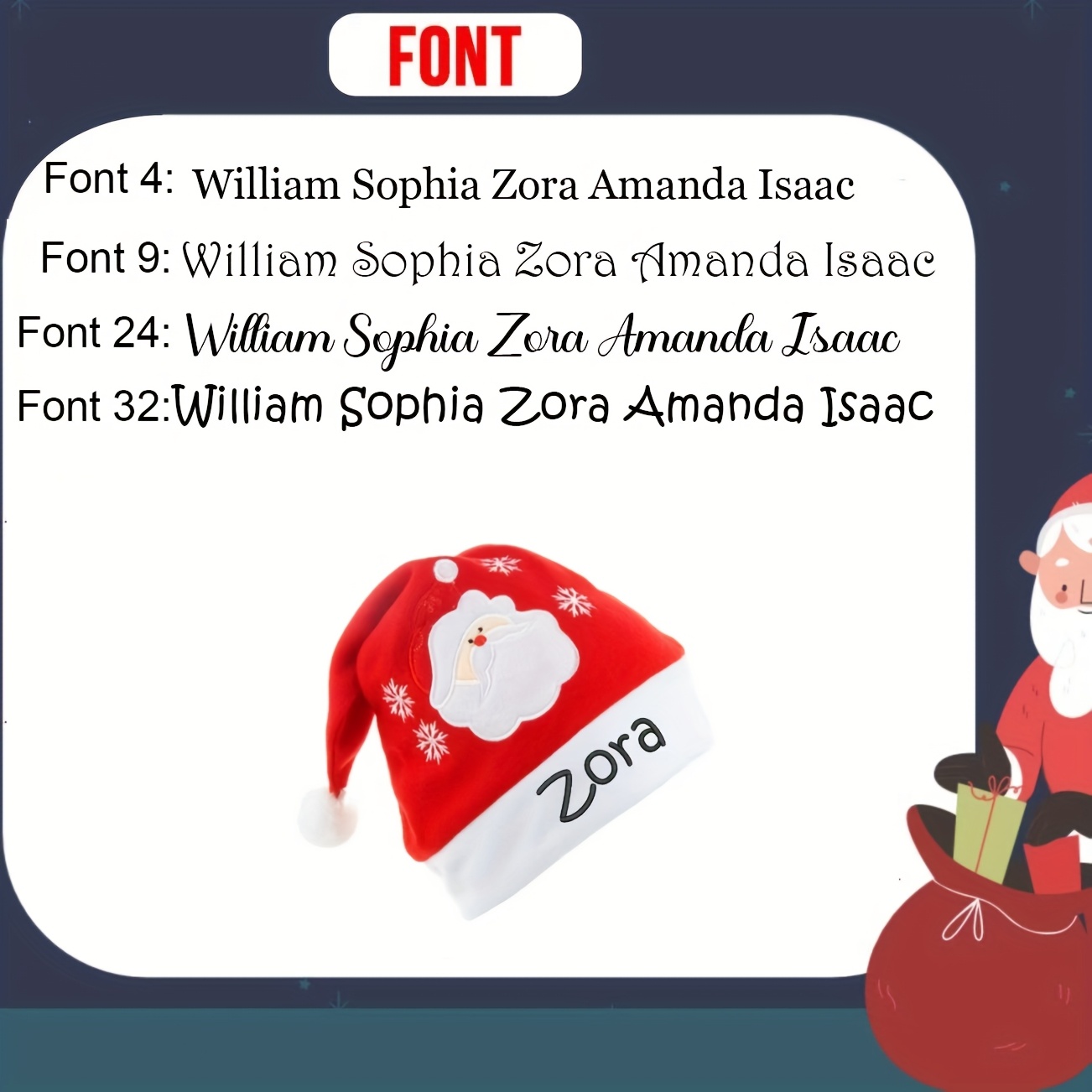 TEMU Gorro de Papá Noel bordado, Gorro de Papá Noel personalizado, Gorro de Papá Noel a medida, Gorro de Papá Noel para adulto, Gorro de regalo de