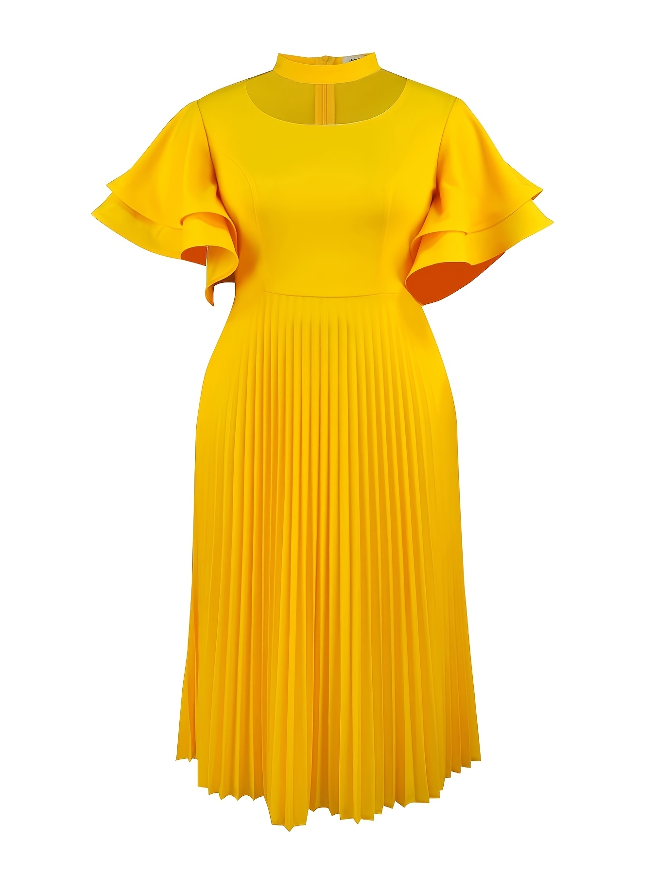 womens elegant pleated dresses classic hollow collar flare - Temu