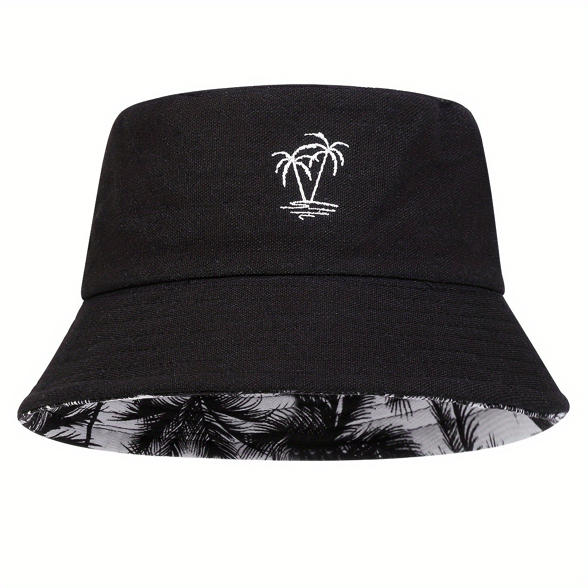 E-shop Herren Kleine Baum Stickerei Wendbarer Fischerhut Mode Bucket Hat Outdoor Sonnenschutz Freizeit Kappe Geeignet für Frühling Herbst Reise