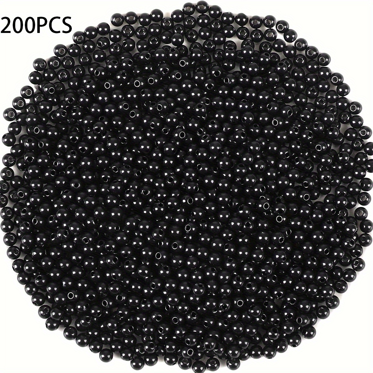 TEMU Perline Distanziali Nere da 4mm Fai-Da-Te - Perle Lisce e Lucide per di Bracciali e Collane, Perle Uniformi in Dimensione e per di Gioielli DIY,