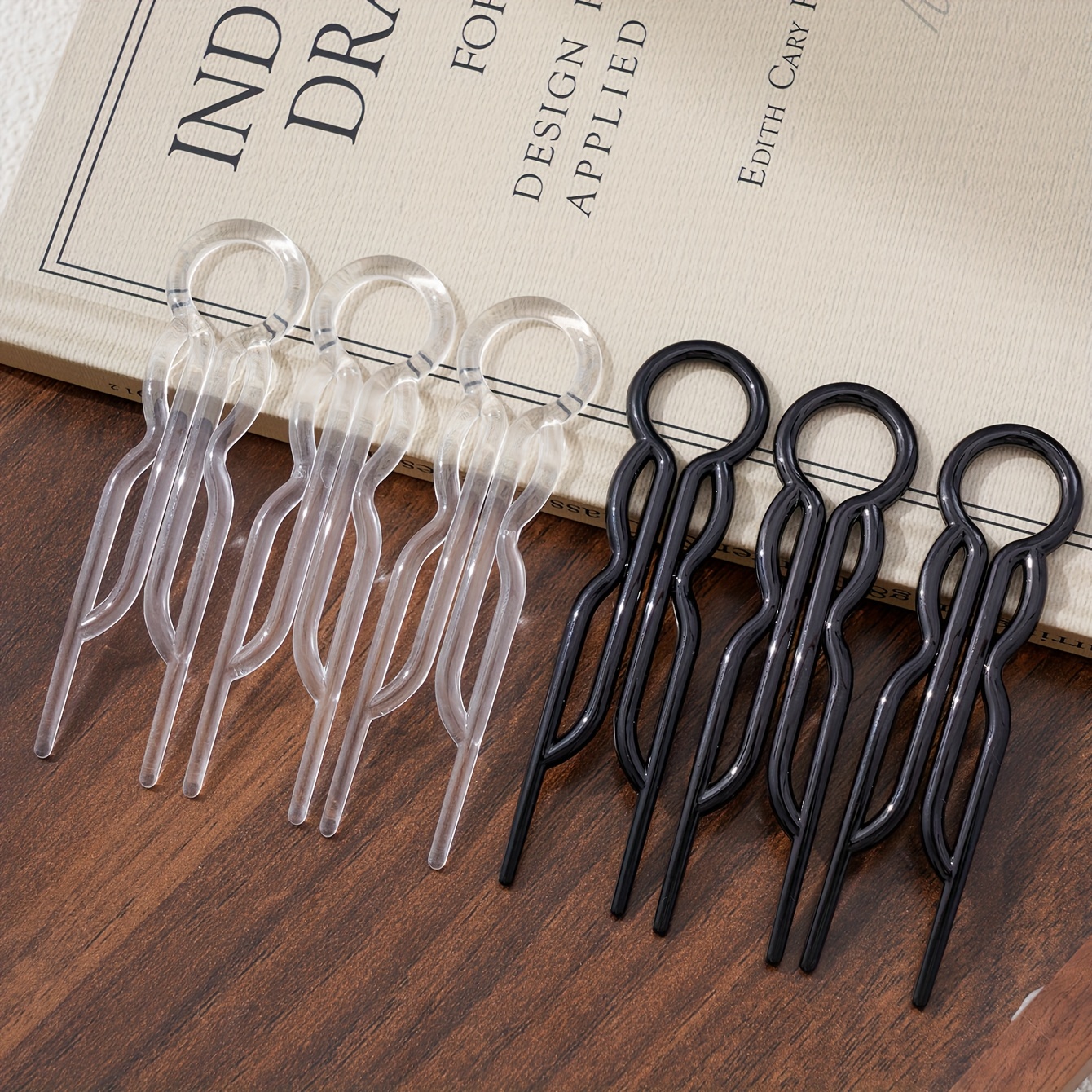 12pcs black clear u shaped hair clips elegant vintage hairpins with cut out design for women secure hold for bun updos graduation parties formal events hair clips for styling sleek modern hairpins transparent materials Product details 2