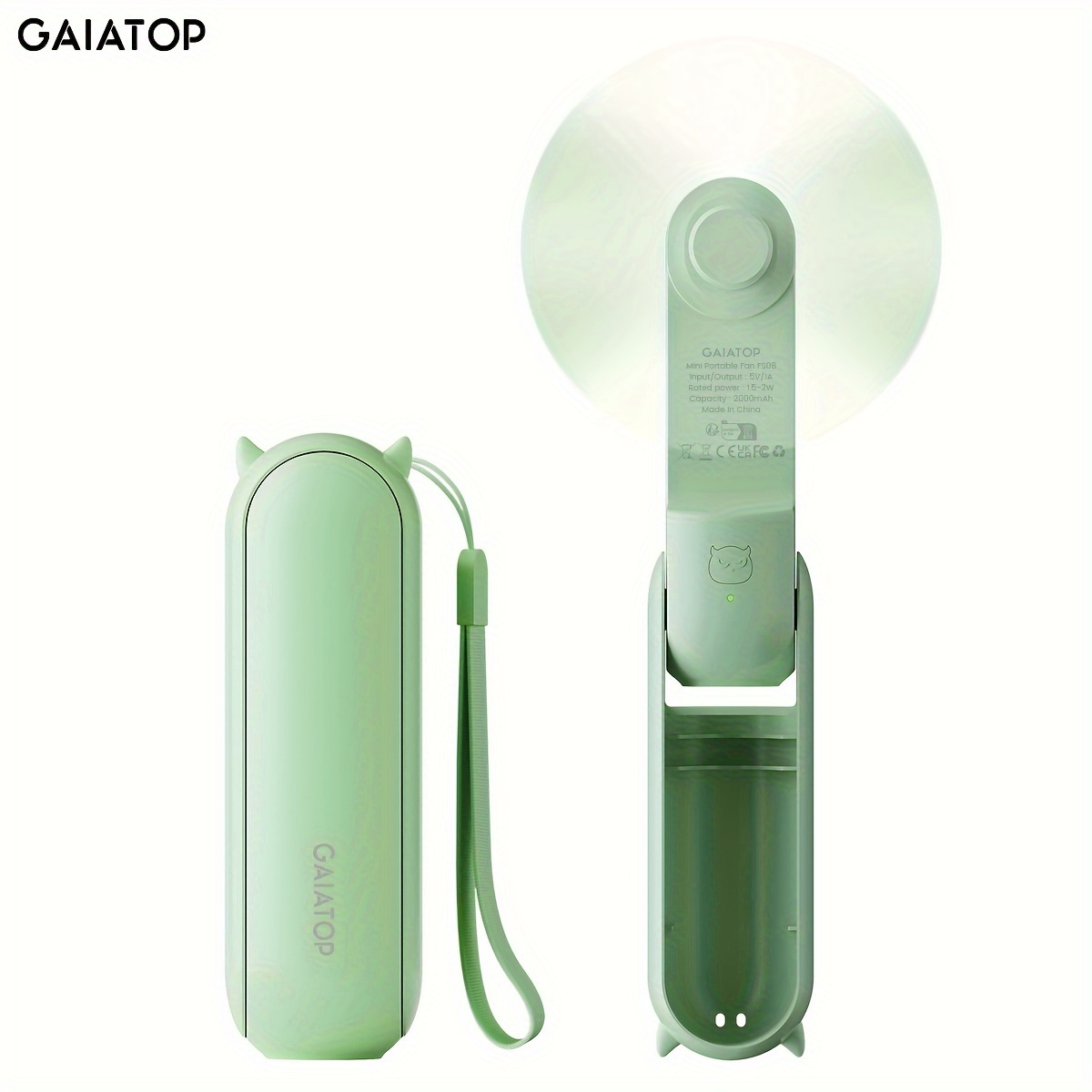 

Gaiatop Portable Handheld Fan, Compact Folding Design, Mini Personal Cooling Device, Usb Rechargeable 2000mah Battery, Ideal For Travel & Outdoor Activities - Pink/green Options