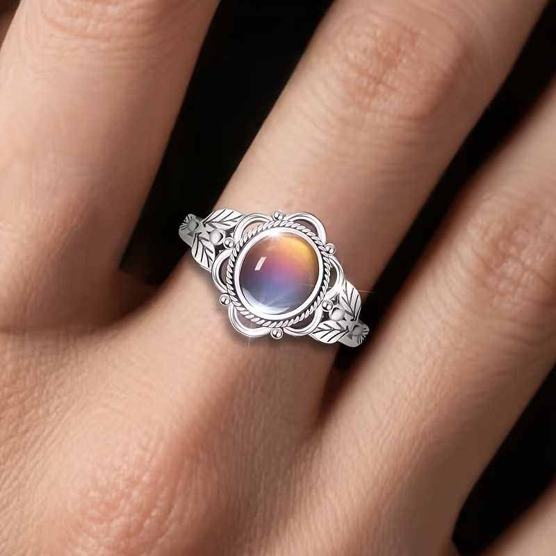 TEMU A Mood-changing Ring Set With A Thermochromic Stone. This Women's Ring Is Gift For Women And On Any Occasion. A Perfect Gift For Women, Mothers,