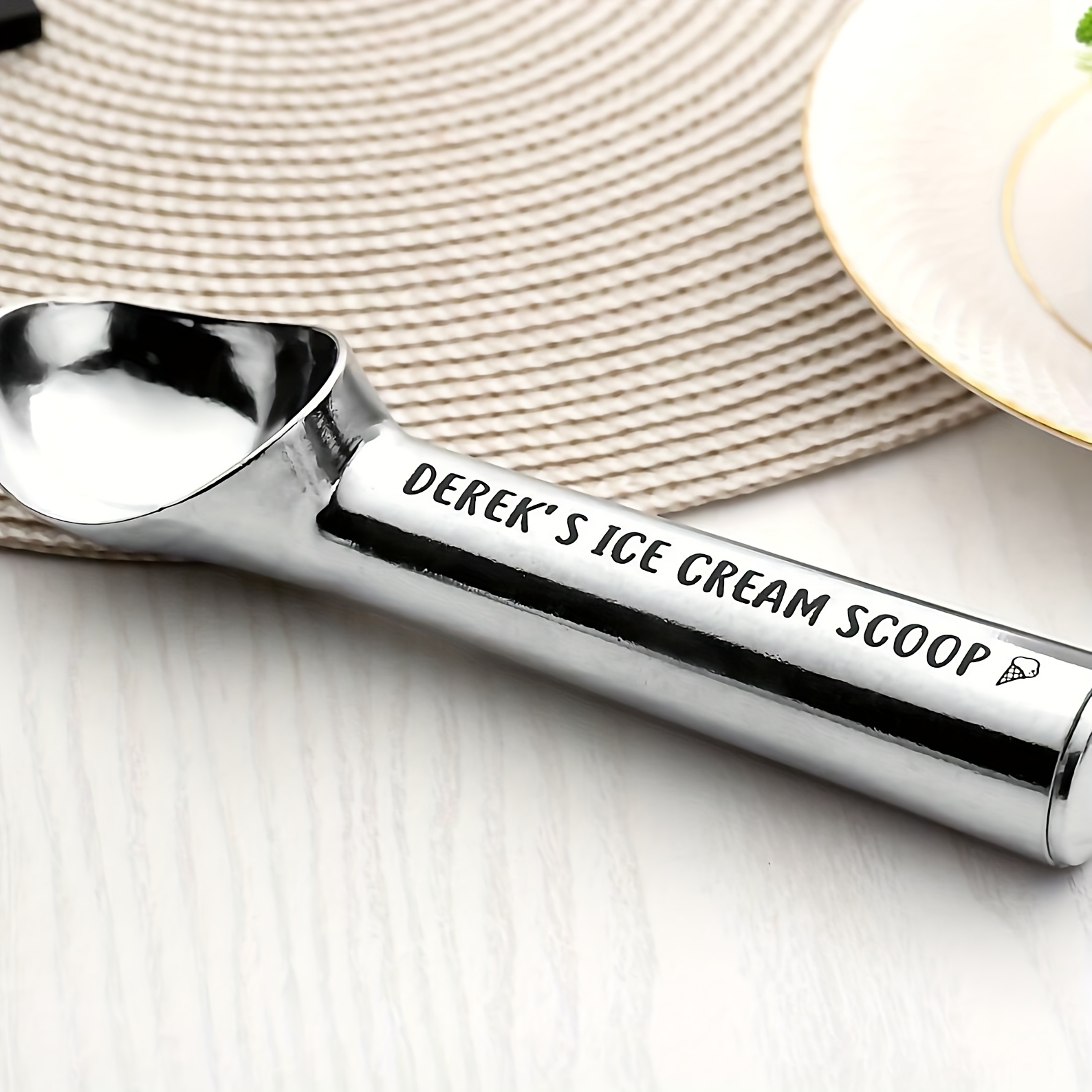 TEMU 1pc Cream Scoop - Personalized Gift For , Dad's Ice Cream Scoop With Text | Stainless Steel Ice Cream Scoop | | Home Decor | Mother's Day |