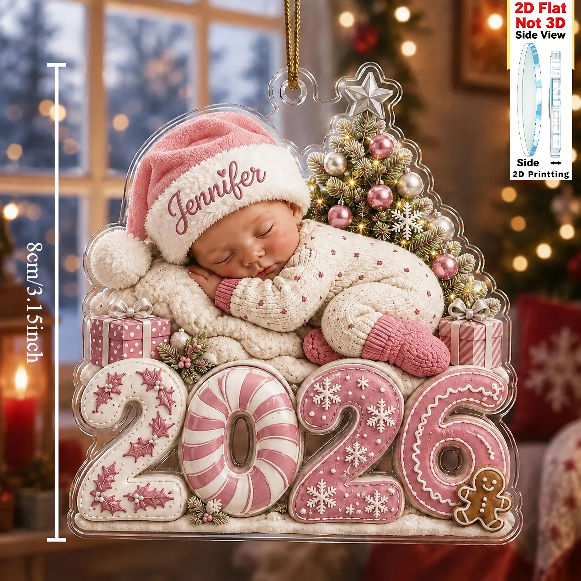 TEMU [Personnalisé] Plaque 2D Plate - [2D] Décoration de Premier Noël pour Bébé Personnalisée 2026, Décoration de Nouveau-né avec Nom Personnalisé,