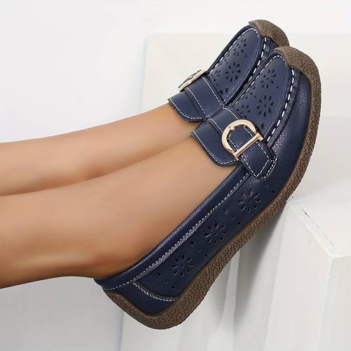 new cross border plus size perforated womens shoes soft soled loafers casual slip on moccasins lightweight slip shoes women shoes