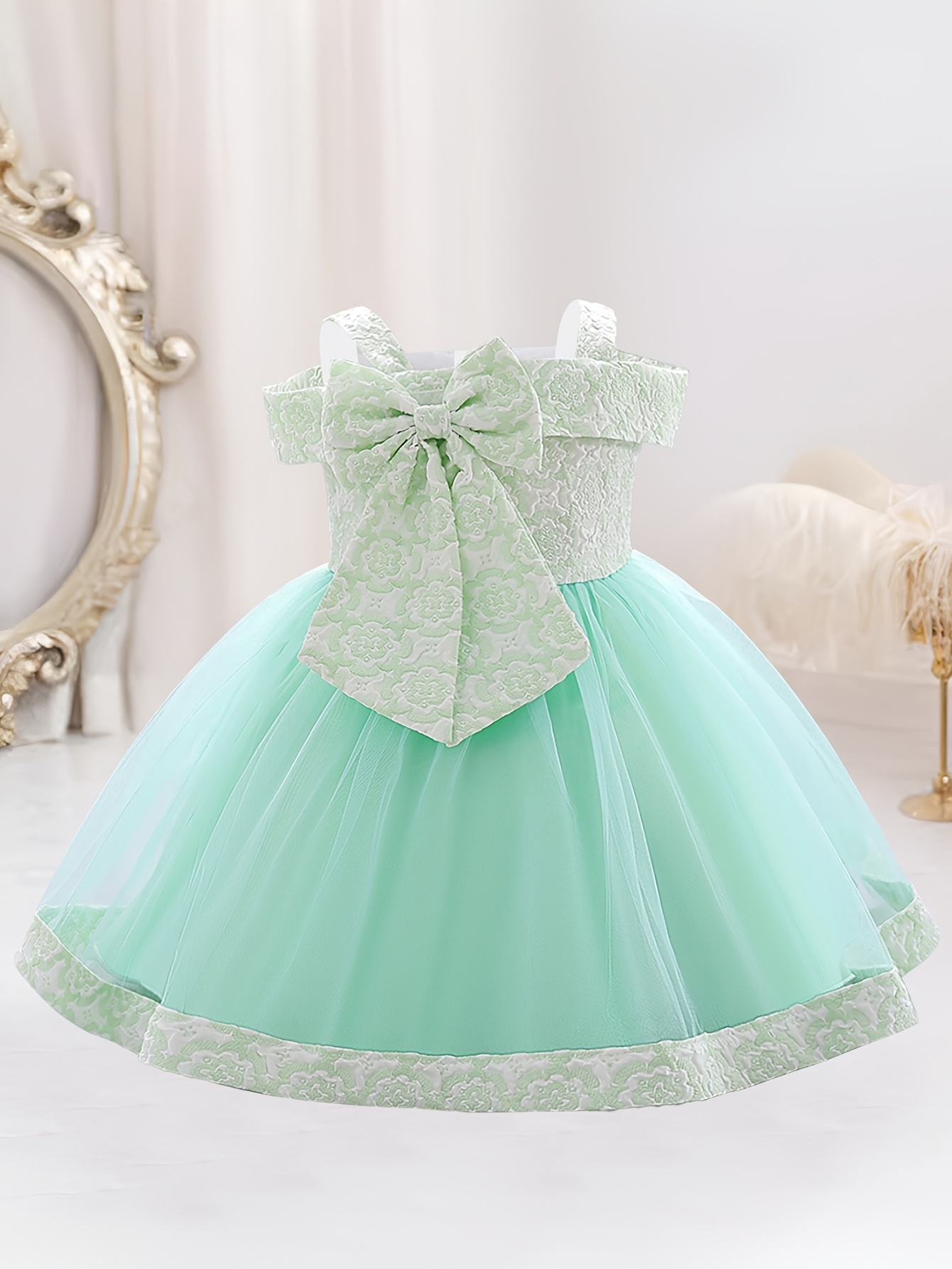 baby girls mint princess dress bow square Temu Oman