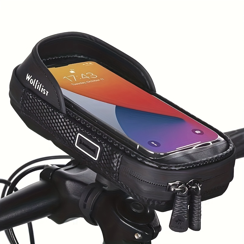 Multi-directional Adjustable Bike Bag Cycling Front Top Tube Touch Screen Phone Hanging Pocket With Mount Holder Stand