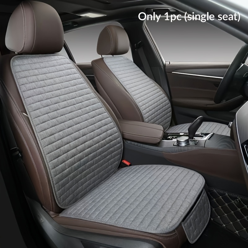 TEMU Universal Linen Car Seat Cover Protector - Front And Back Cushion Pad Mat Ensuring Automobile Seat Cushion