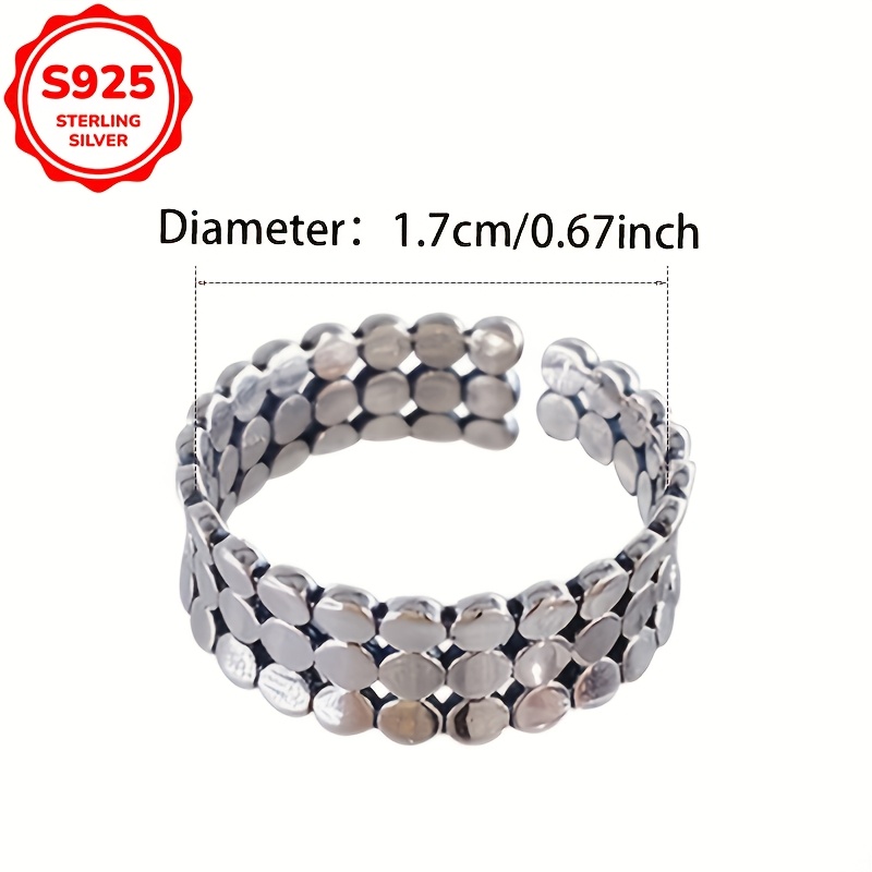 Women's Retro Distressed Geometric Statement Ring, Adjustable