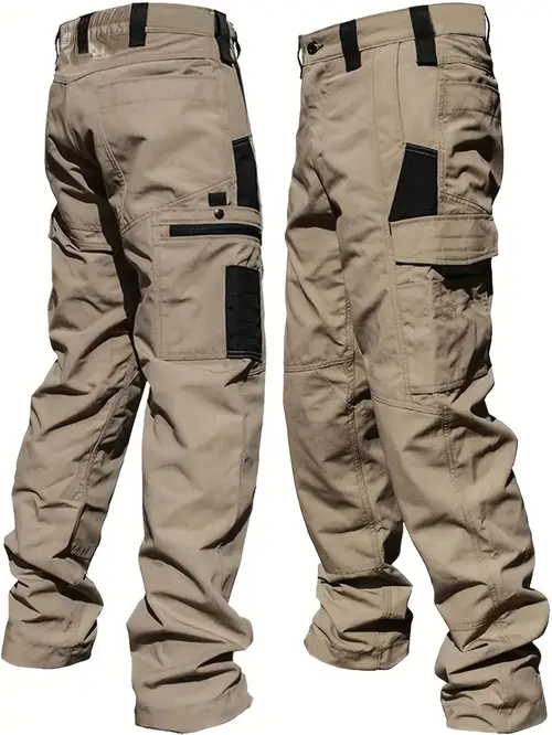 mens cargo pants with multiple pockets casual straight leg design for outdoor hiking and travel beige cargo pants