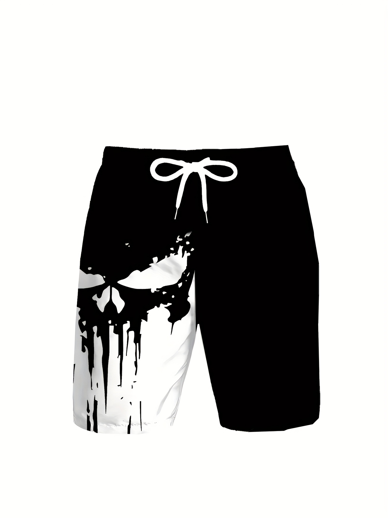 Men'S Summer Shorts: Quick-Dry, Stretchy Polyester with Cooling Geometric Print – Minimalist Black/White
