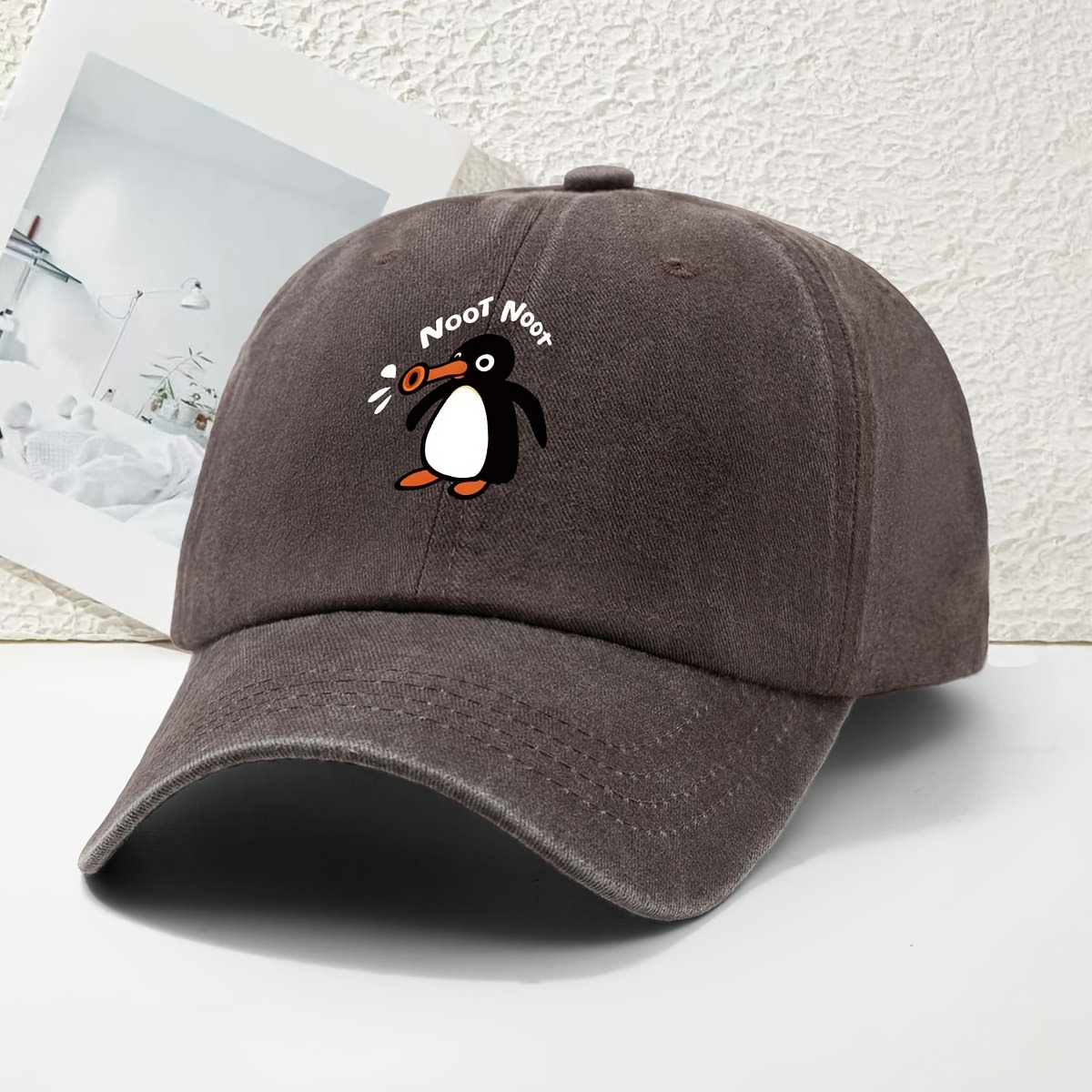 TEMU A Cartoon Penguin Noot Noot Letter Print Baseball Cap, Classic Duckbill Hat, Outdoor Six-panel Hat, Casual Outdoor Hat, Lightweight And Durable