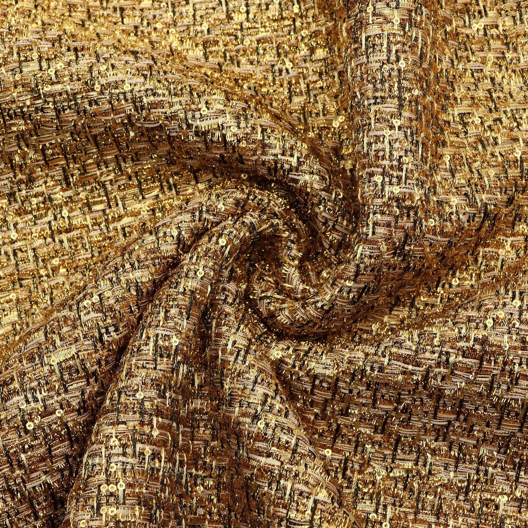 TEMU Tissu de luxe en tweed à sequins de 19.68x59 pouces - 100% polyester pré-coupé de qualité lourde pour la couture, les artisanats, la décoration