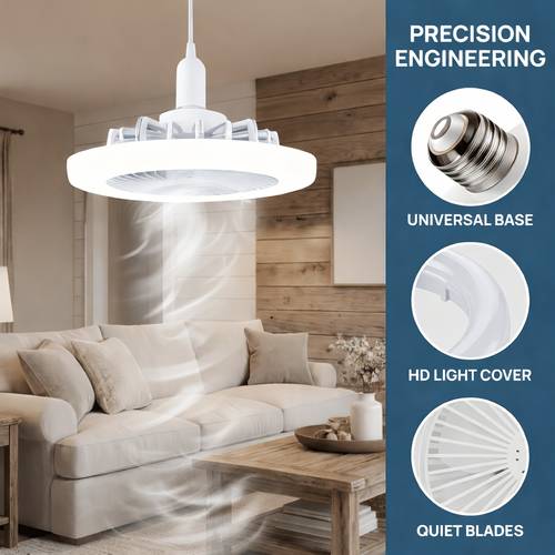 ceiling fan that combines lighting and cooling features with an e27 socket and remote control ideal for modern bedrooms and it a timer function and is designed without a base measuring 19 0cm