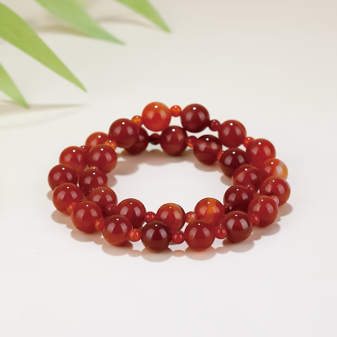 Natural Red Thread Vein Agate Double-Strand Bracelet, Vintage