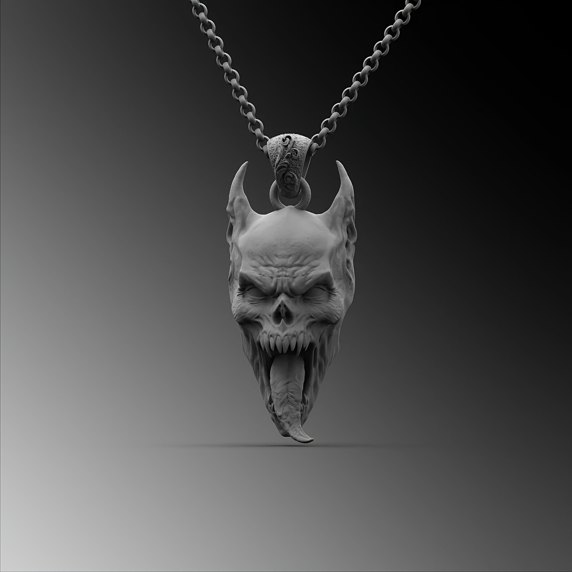 Image of Men's Baphomet Devil Pendant Necklace - Halloween Jewelry With Black & White Skull Design, Mystical Symbols, Perfect Gift For Men, Halloween Accessories, Dark Aesthetic, Durable Alloy