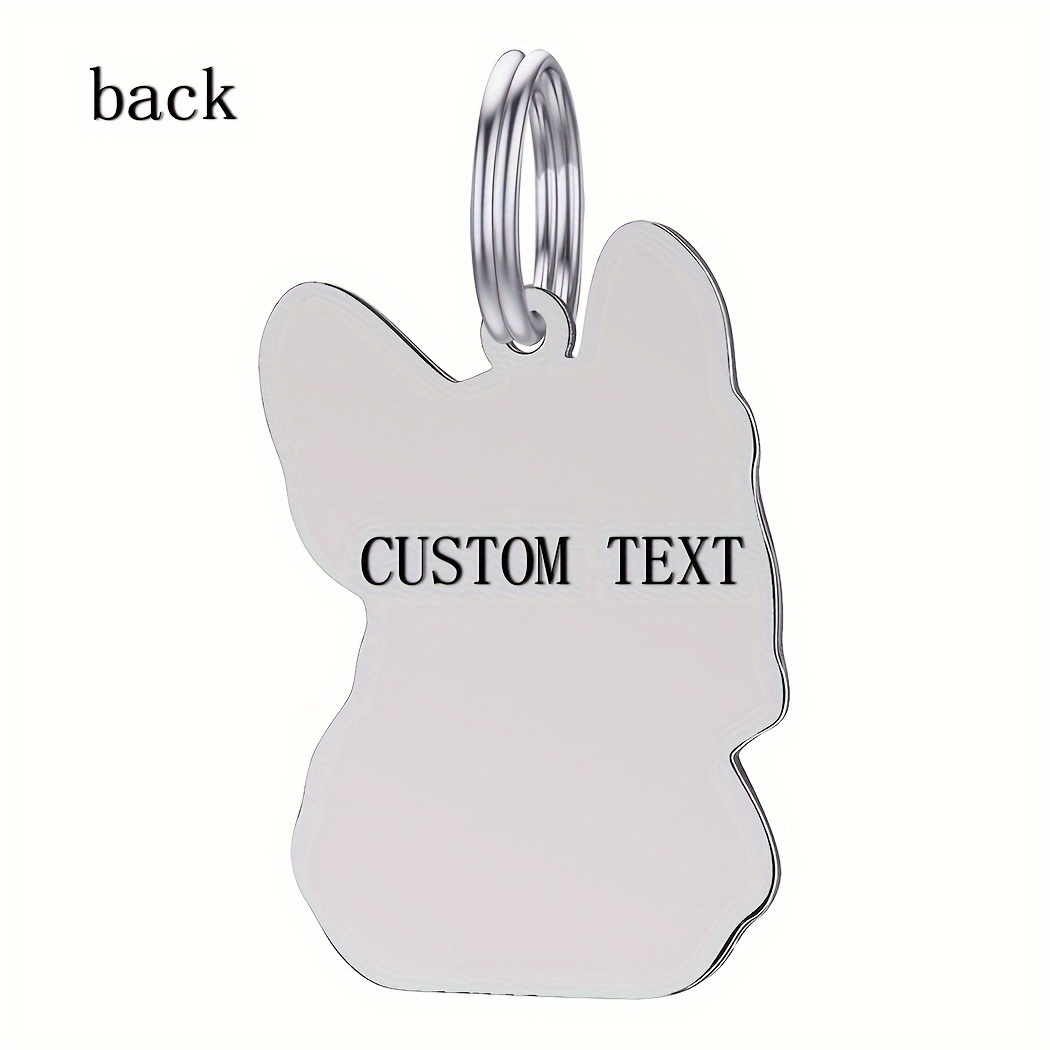 Customize A Unique French Bulldog Dog Tag Made Of Stainless Steel For Your Pet, With A Customized Keyring That Includes Their Name And Contact Number To Prevent Loss.