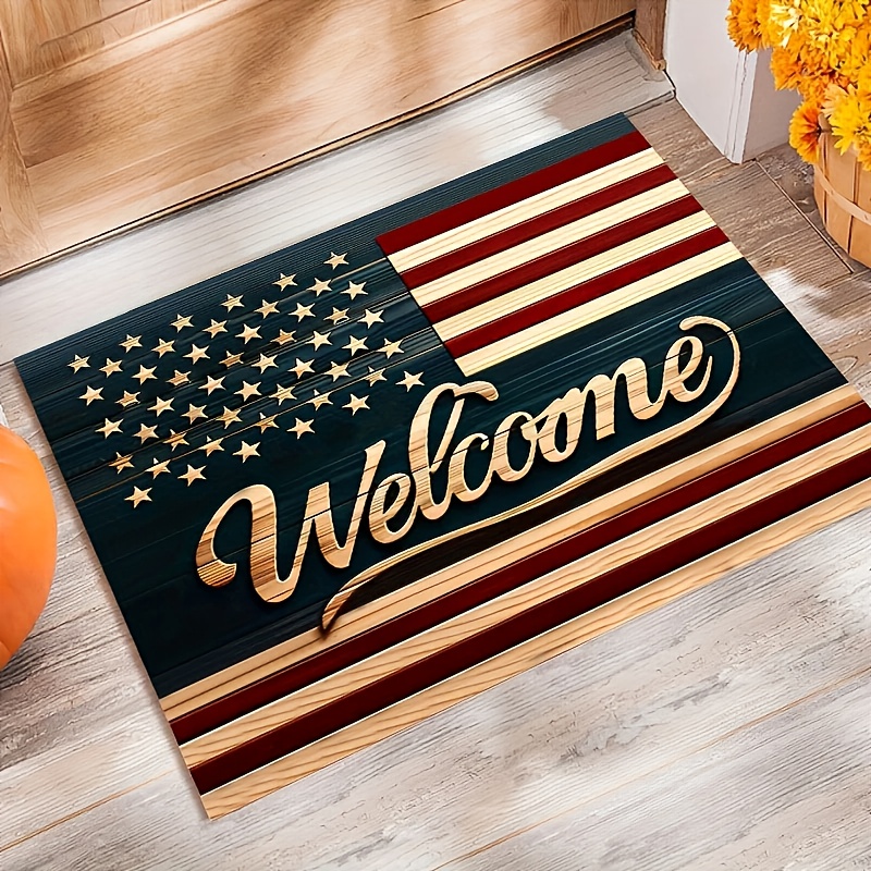 TEMU American Flag Doormat - Anti-slip Front Door Rug, Entry Mat For Home, Yard, Garden 20x32 Inches, Patriotic Design With Stars & Stripes, Welcome