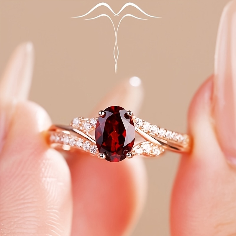 TEMU Bague pour femme en rouge de pigeon naturel simulé, bijou argenté rose, bague ouverte réglable