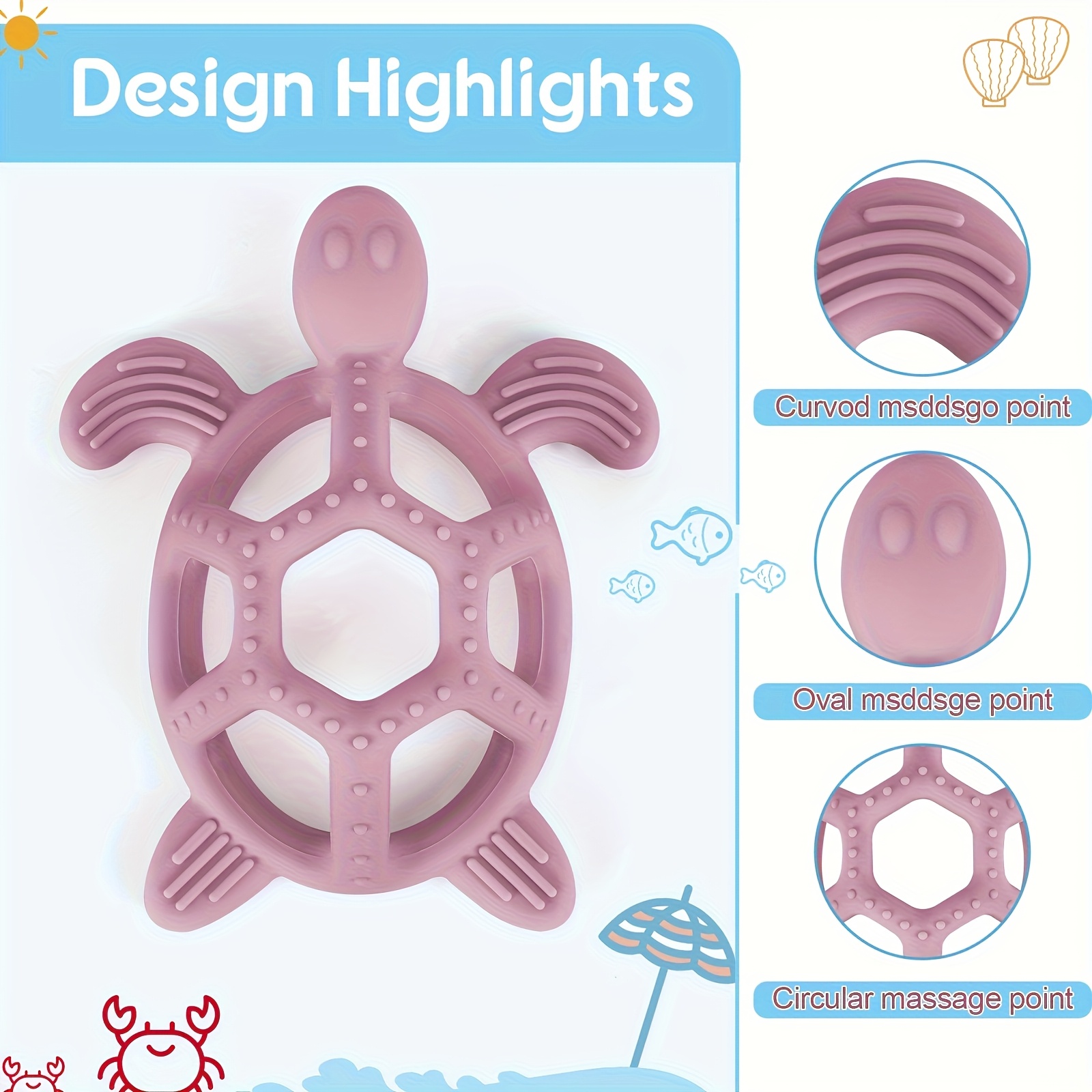 TYRY.HU Baby Turtle Teether Toy, Multi-Texture Chew Toy