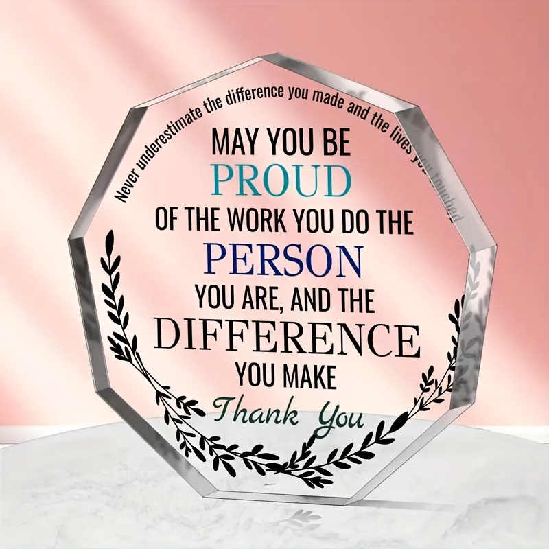 

1pc Inspirational Acrylic Plaque - Never Underestimate Yourself, Thank Youself Gift, Suitable For Home & Office Decor - Ideal For Employee Appreciation, Retirement Gift, Holiday Gifts