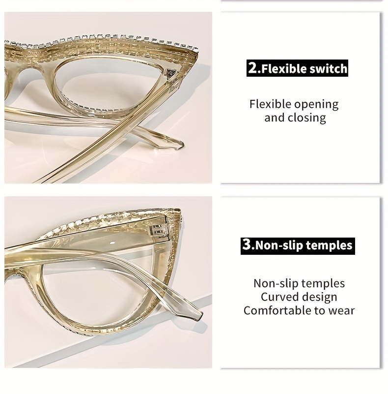 элегантная кошка   очки с   украшениями, подходящие для пресбиопии от 10 до 40 диоптрий   и детали линз 6