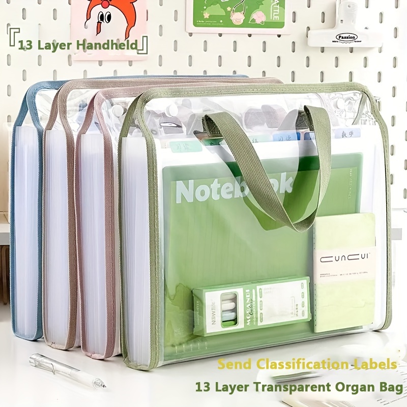 

1pc Portable - Bag - , A4 Size, , 13 Grids, Sorting , Abs Plastic , For Supplies / Use, File Folder