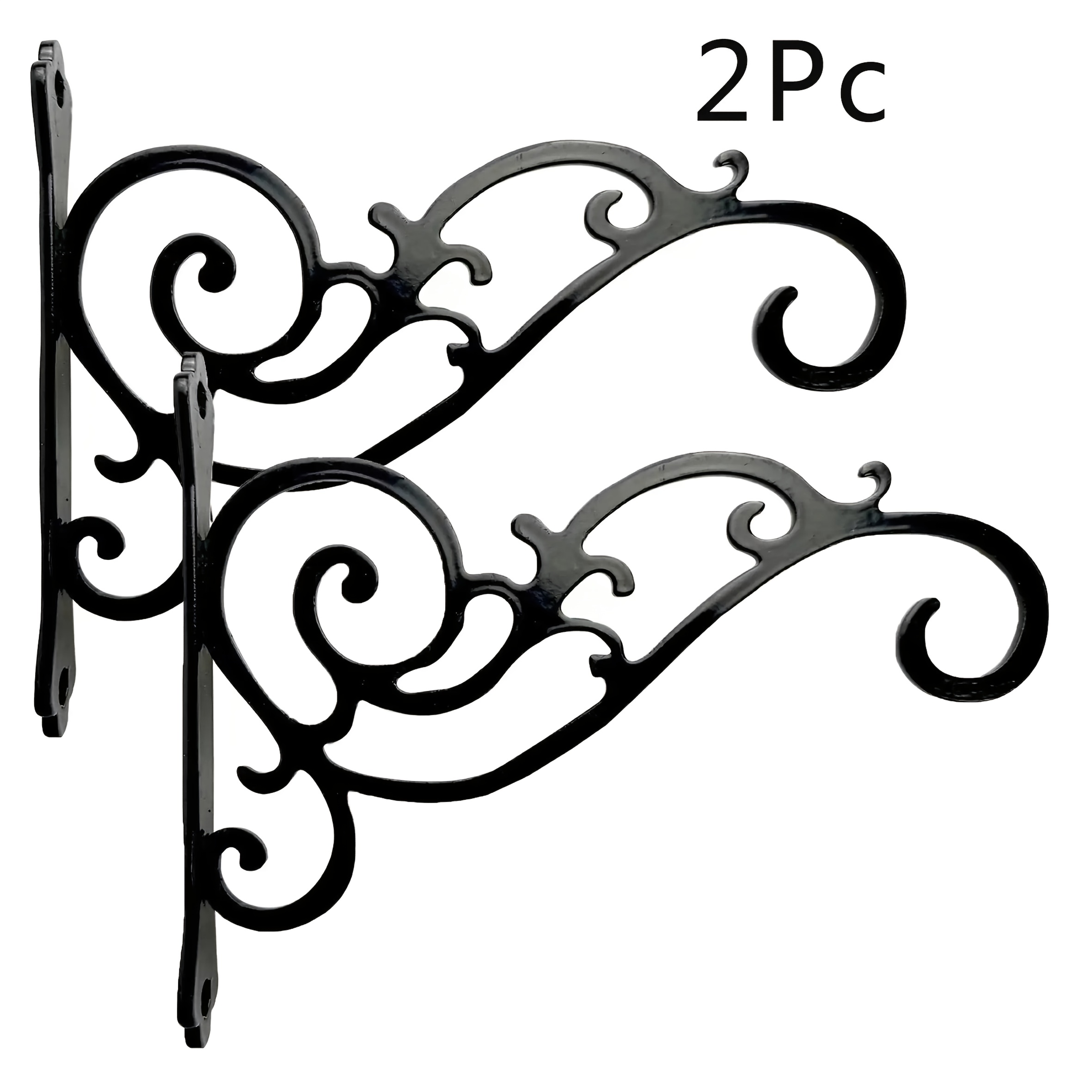 E-shop 2 Stk. Premium Eisenhaken – Elegantes Blumendesign, geeignet für Zimmer- Außenpflanzen, Laternen, Windspiele – Einfache Montage mit Schrauben,