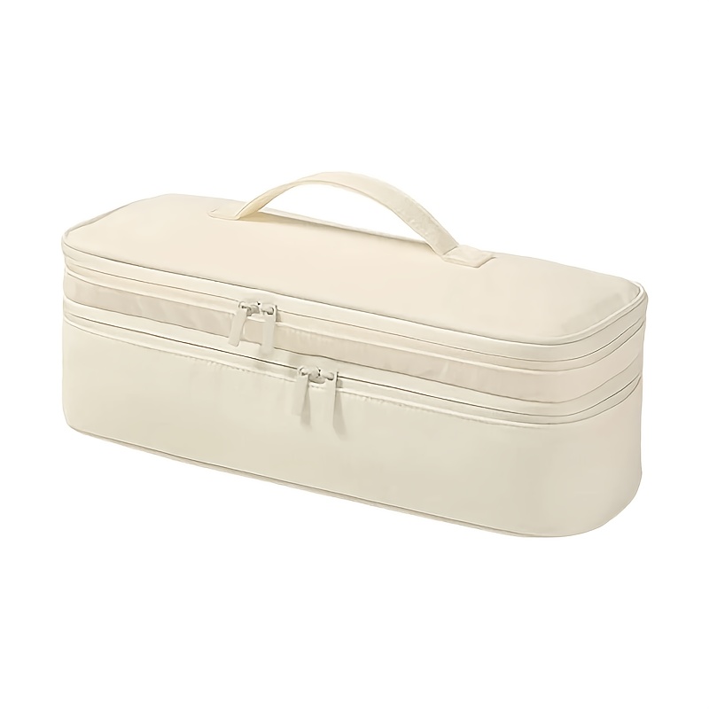 TEMU Sac de rangement à double couche pour sèche-cheveux, housse de étroite et longue de haute qualité pour conduit d'air, barre pour fer à friser,