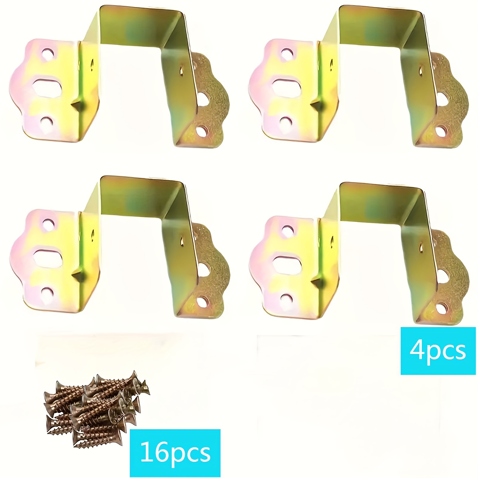 TEMU [customer Favorite] 20pcs Wooden Bed Bracket Set, Bracket Includes 16 , Metal Corner Support Hooks For Furniture Fixing, Heavy-duty Bed Corner Hinge Hardware Accessories, To Install, Stable