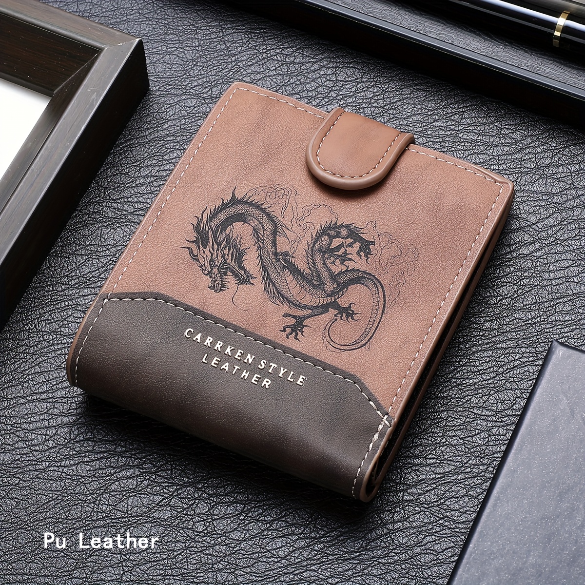Image of Carrken Personalized Dragon Totem Men's Short Wallet, Youth Student Multi-functional Contrast-colored Money Clip, Coin Pouch, Valentine's Day Gift Birthday Gift Christmas Gift