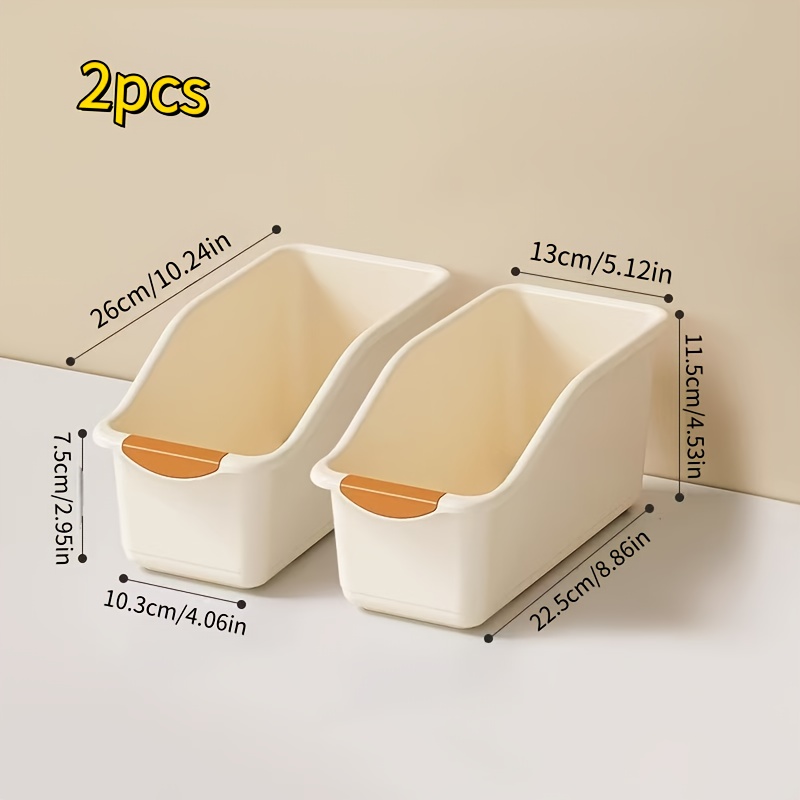2pcs Cabinet Storage Bins Home Kitchen Organizer Snack Spice Basket Drawer-style Plastic Clutter Classification Tidy Basket